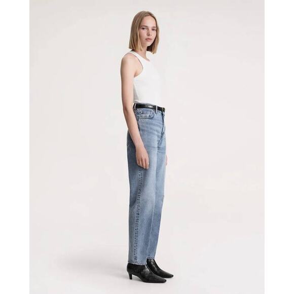 Toteme Tapered Leg Denim Jean in Worn Blue 24 - Picture 3 of 5